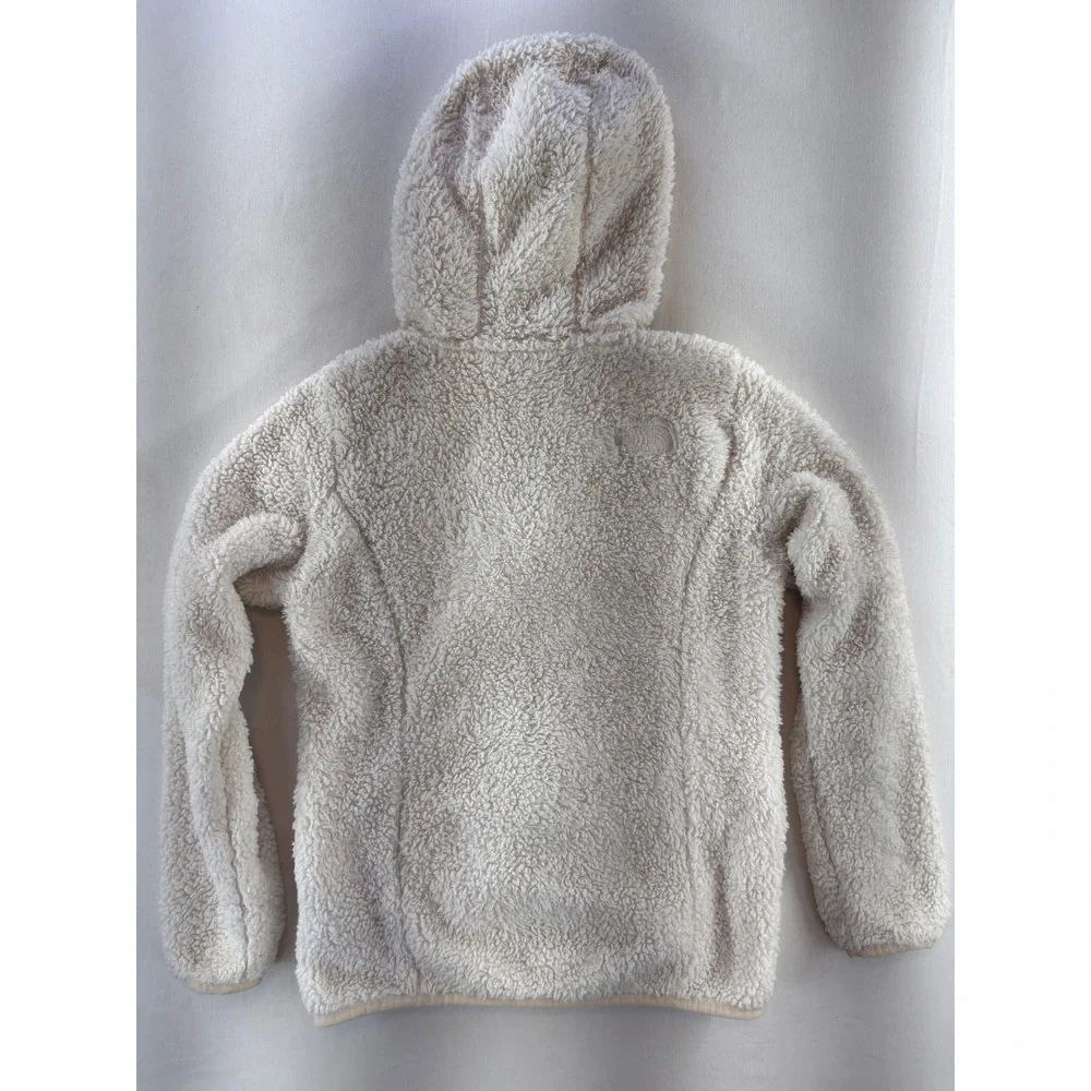 The North Face Girls Osito Fleece Hoodie Cream Full Zip Jacket Size M 10/12